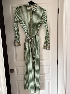 AML Paris Button-Front Cotton Shirt Dress with Tie Waist